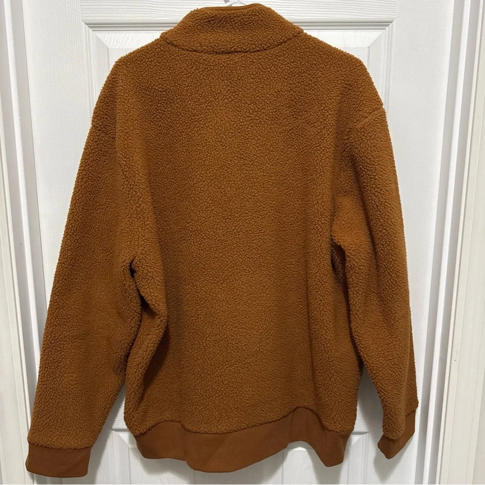 MADEWELL MEN'S L WARM BROWN COFFEE (RE)SOURCED SHERPA HALF-ZIP SOFT SWEATSHIRT